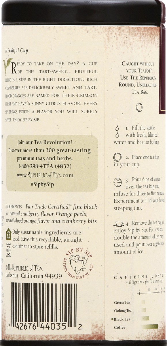 slide 11 of 12, The Republic of Tea Bags Endless Sunshine Cranberry Blood Orange Black Tea - 50 ct, 50 ct