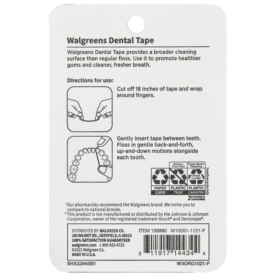 slide 3 of 5, Walgreens Mint Waxed Dental Tape, 50 yd