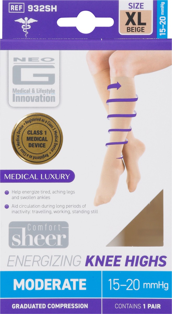 slide 3 of 11, Neo G Energizing Moderate Beige Knee Highs Extra Large 1 ea, 1 ct