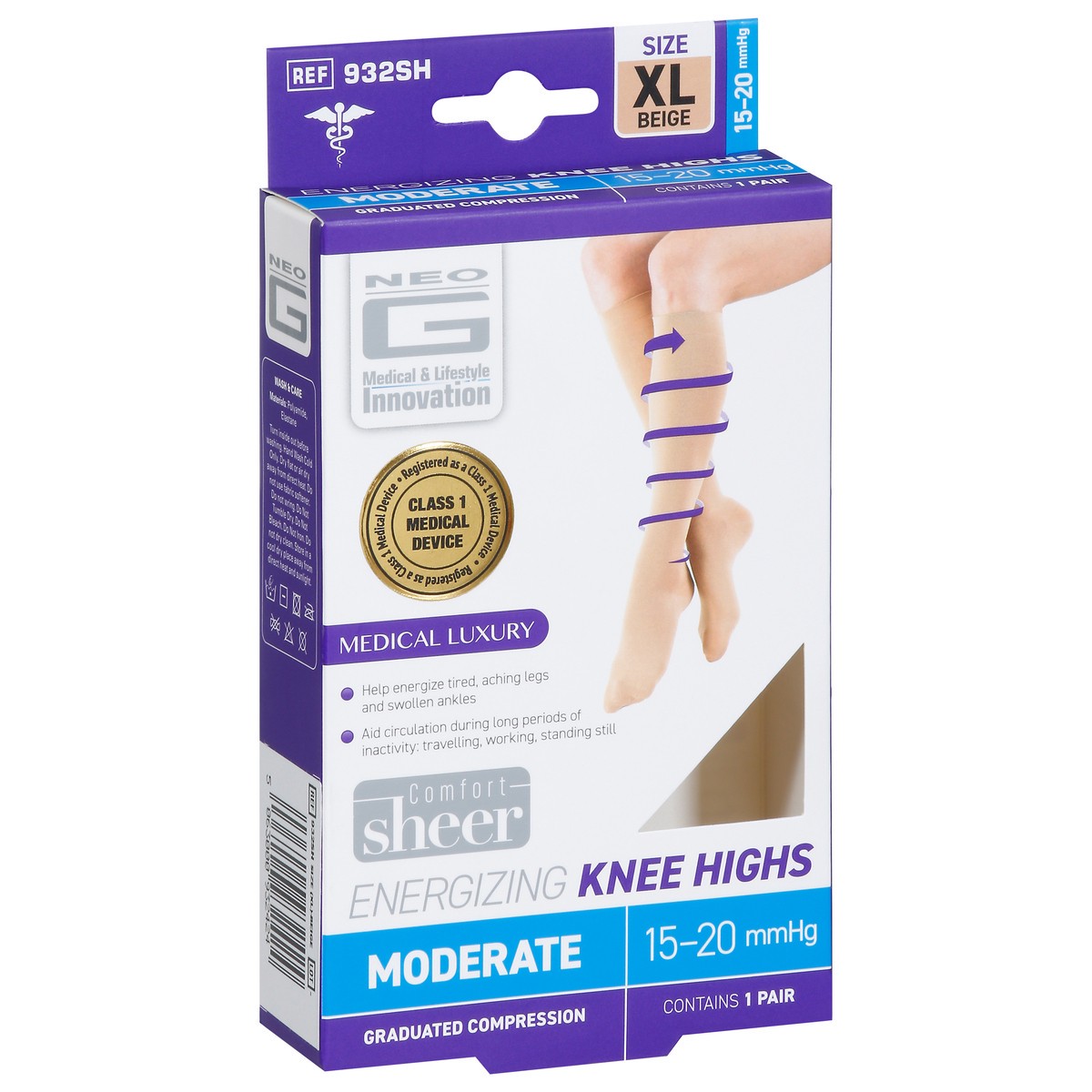 slide 5 of 11, Neo G Energizing Moderate Beige Knee Highs Extra Large 1 ea, 1 ct