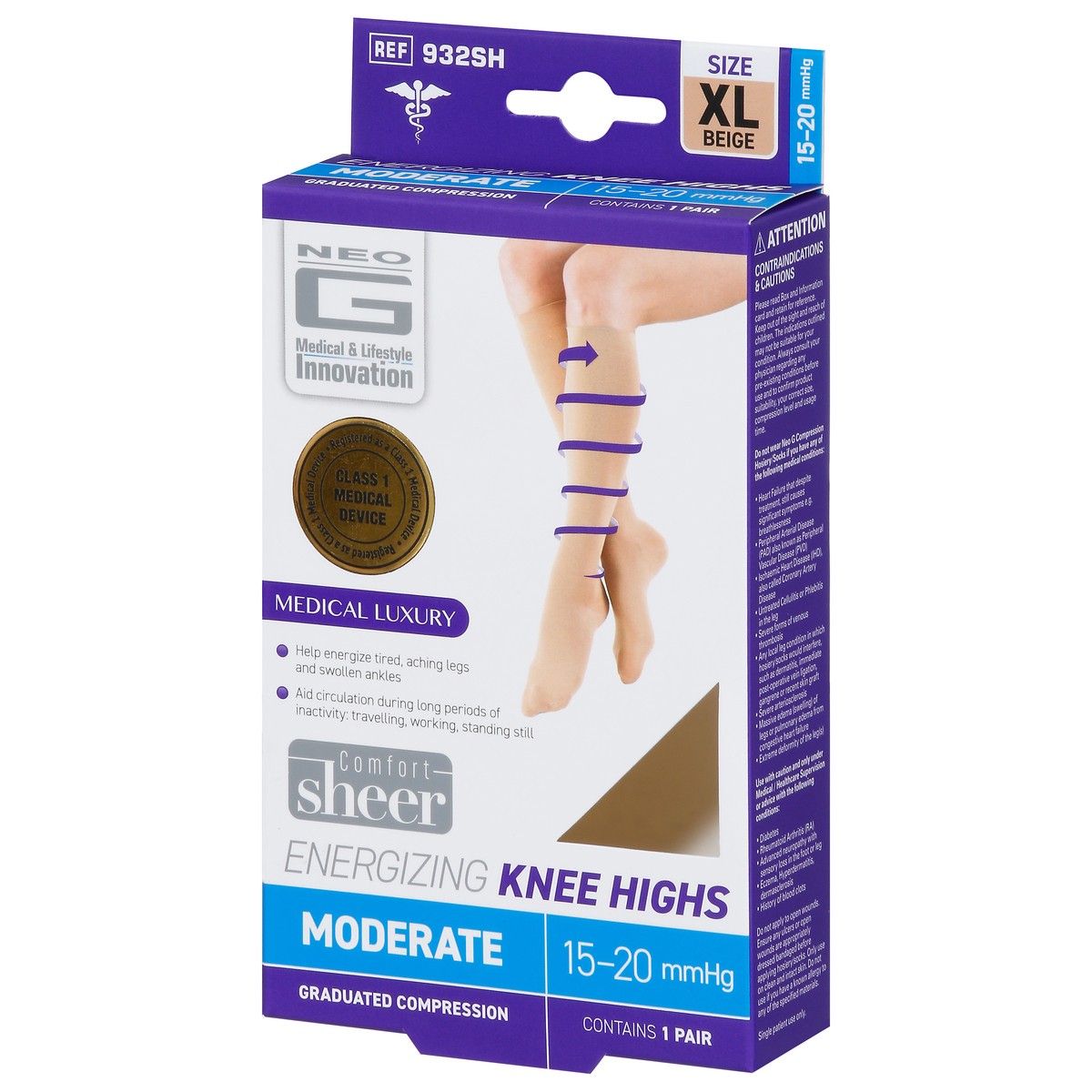 slide 9 of 11, Neo G Energizing Moderate Beige Knee Highs Extra Large 1 ea, 1 ct
