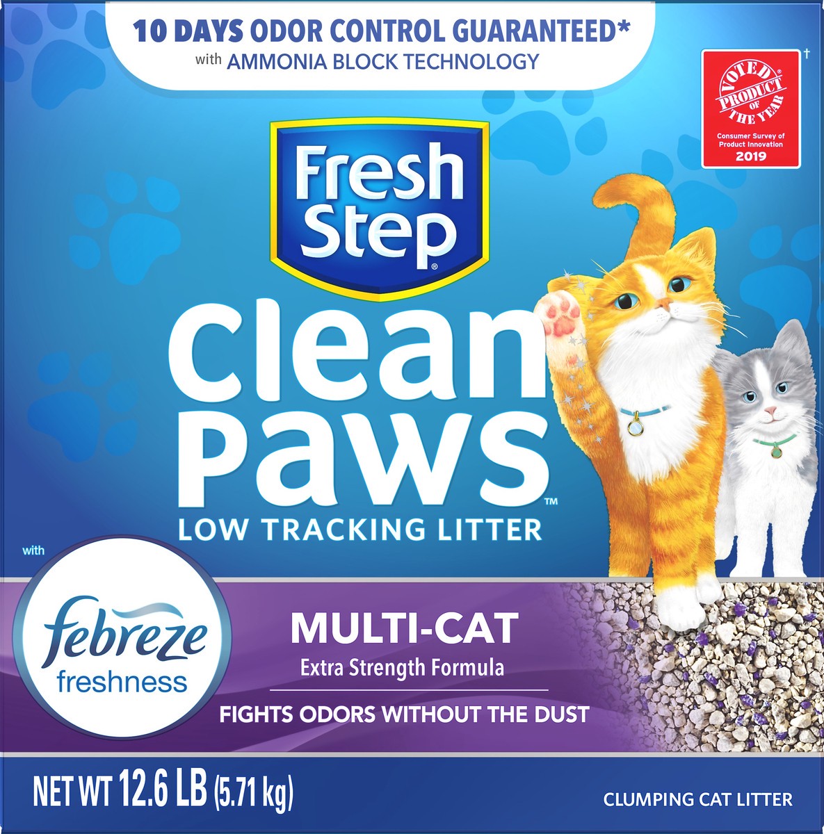 slide 5 of 6, Fresh Step Clean Paws Multi-Cat Clumping Cat Litter, Scented, 201.6 oz