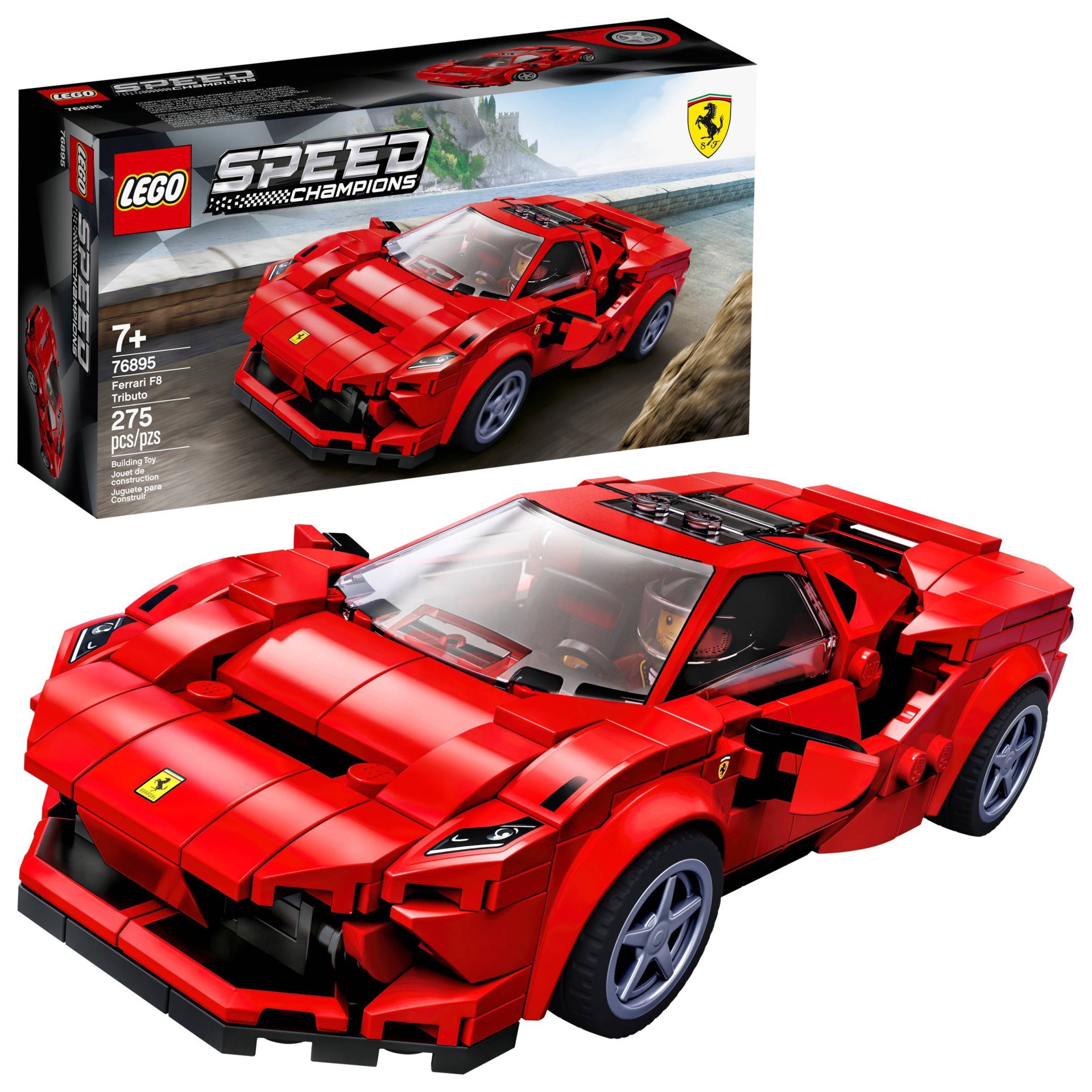 slide 1 of 7, LEGO Speed Champions Ferrari F8 Tributo Toy Cars Building Kit 76895, 1 ct