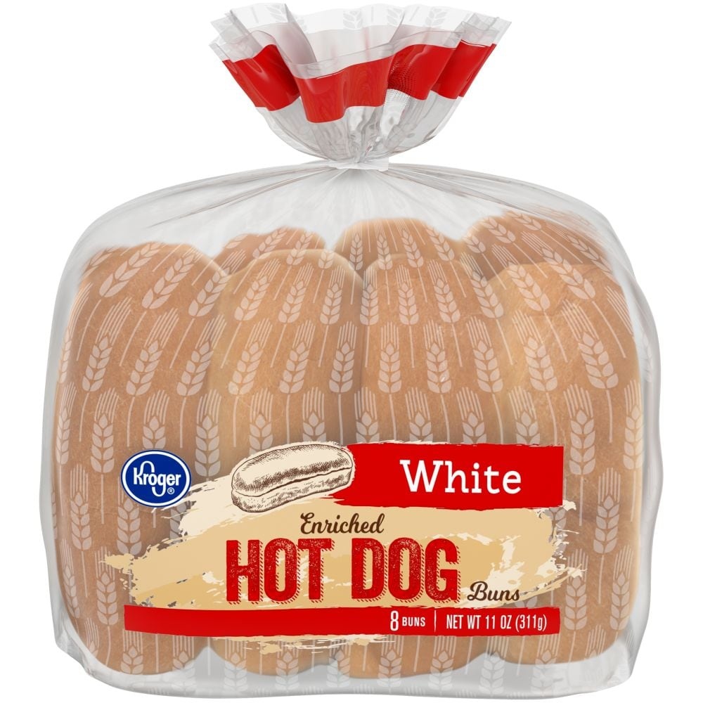 slide 1 of 1, Kroger White Hot Dog Buns, 8 ct; 1.38 oz