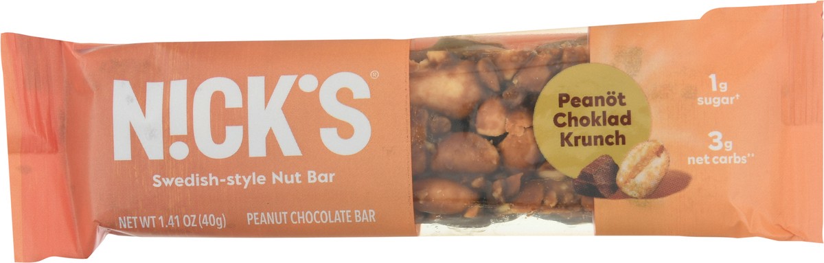 slide 10 of 14, Nick's Swedish-Style Peanot Choklad Krunch Nut Bar 1.41 oz, 1.41 oz