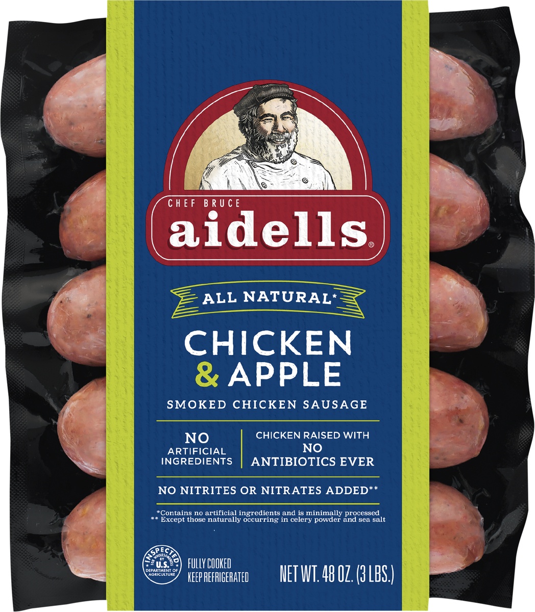 slide 4 of 6, Aidells Chicken & Apple Sausage, 3 lb
