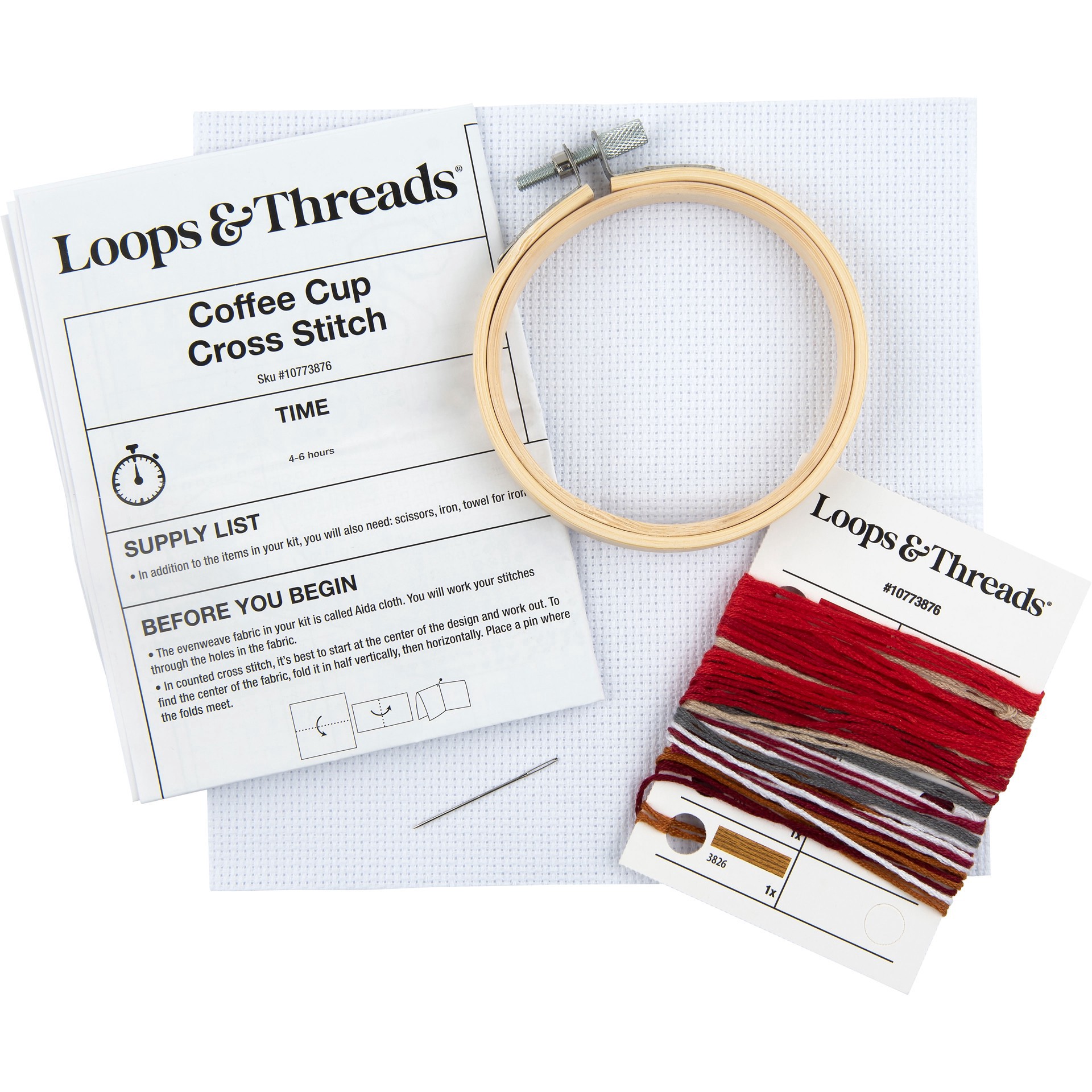 slide 3 of 4, 3.5" Coffee Cup Counted Cross Stitch Kit By Loops & Threads, 3.5 in