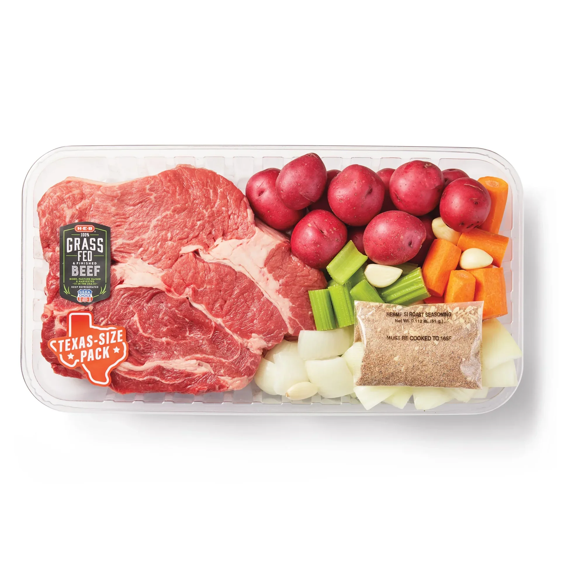 slide 1 of 1, H-E-B Grass Fed & Finished Beef Roast Kit - Boneless Chuck Roast - Texas-Size Pack, per lb