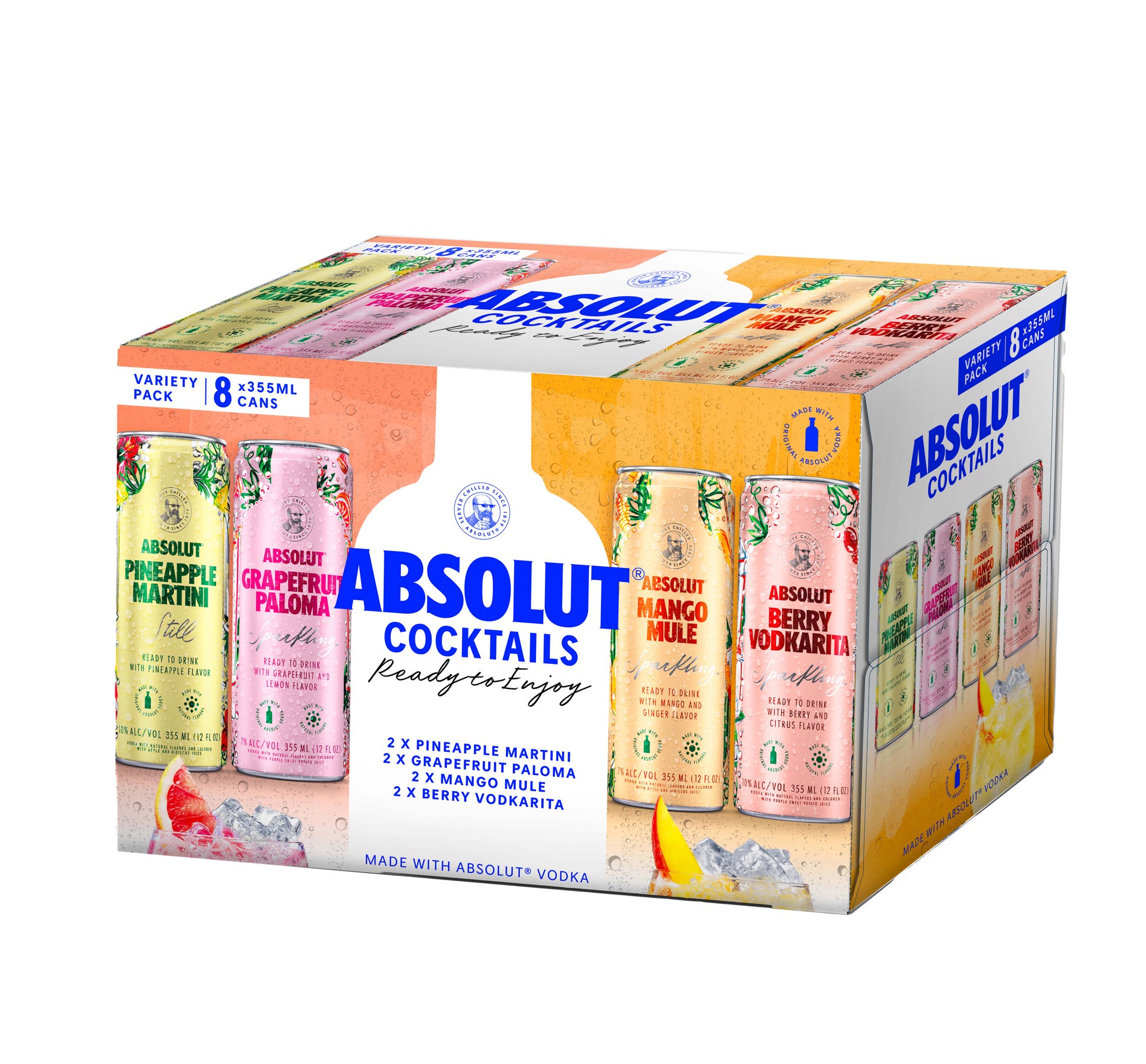 slide 1 of 2, Absolut Cans Absolut Ready to Drink Variety Pack 355ml 8 Pack, 355 ml