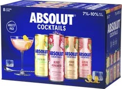Absolut Ready to Drink Variety Pack, 8 Pack, 12 oz Cans, 17 Proof