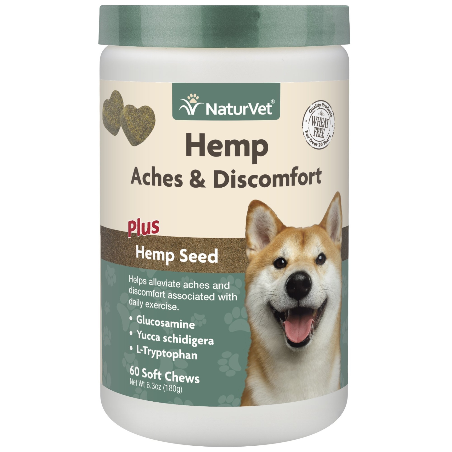 slide 1 of 1, NaturVet Hemp Aches & Discomfort Plus Hemp Seed Soft Chews for Dogs, 60 ct; 0.55 lb