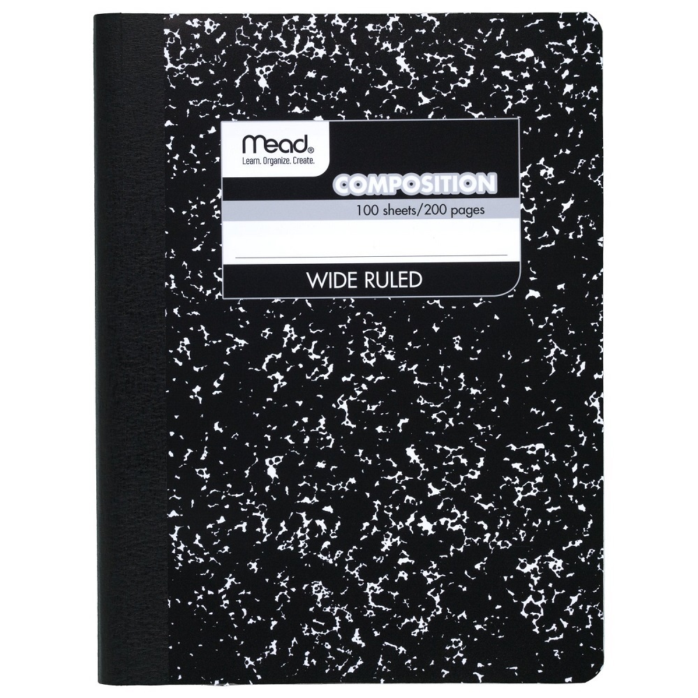 slide 1 of 1, Mead Home Office Composition Notebook, Wide Ruled, 7.5 x 9.5 in, Assorted Colors, 1 ct