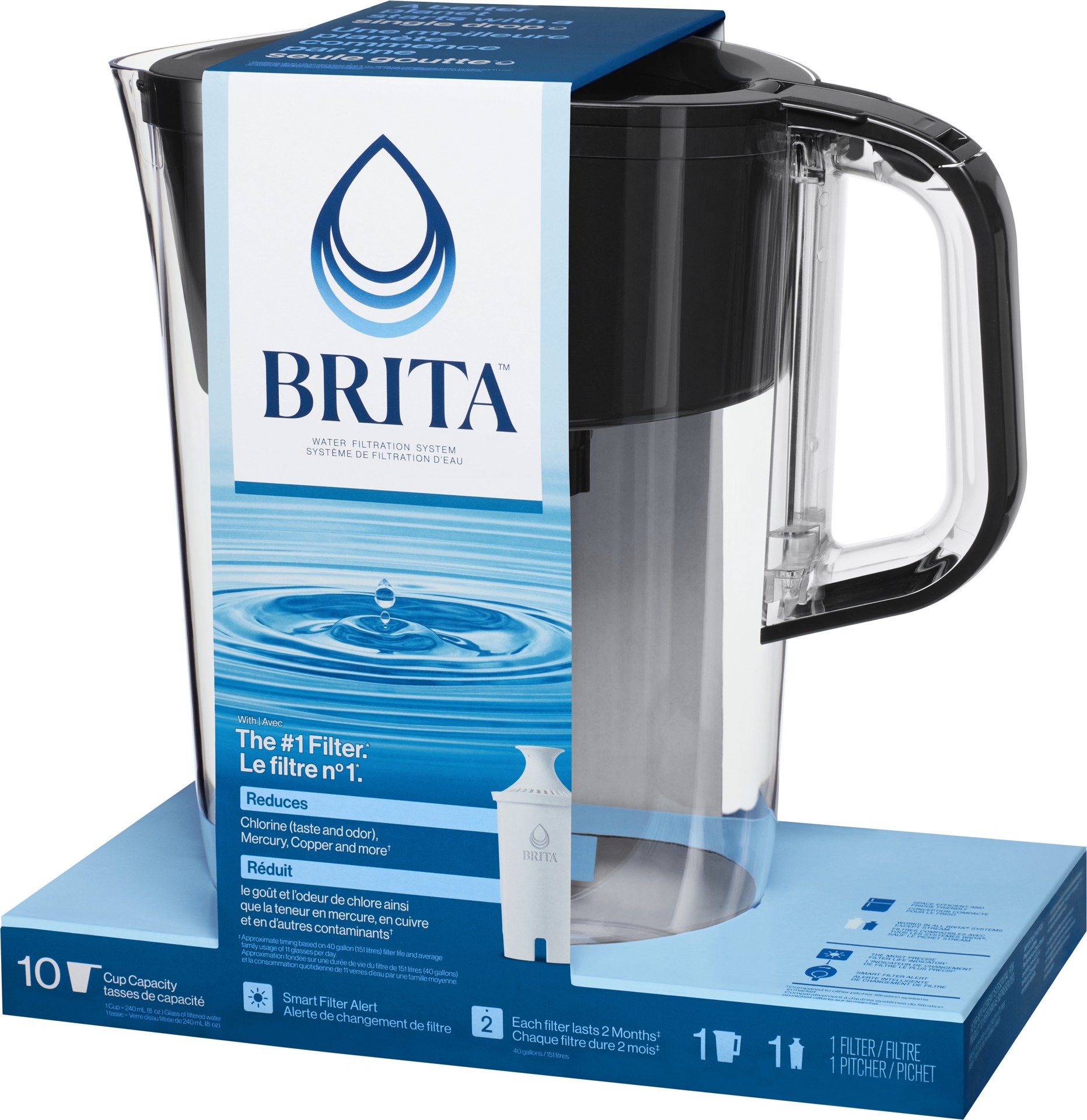 slide 4 of 5, Brita Tahoe Large Water Filter Water Pitcher, 10-Cup, 1 ct