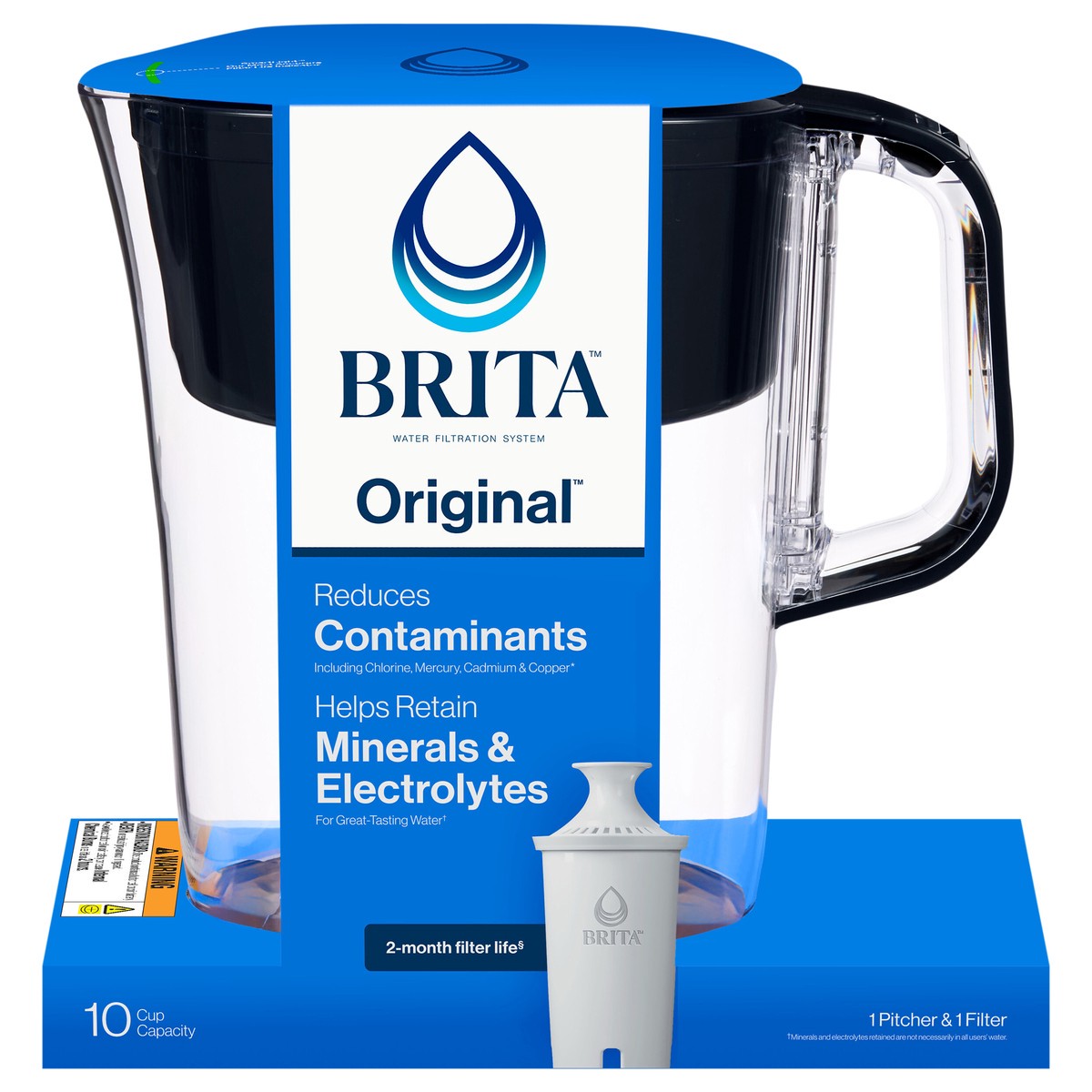 slide 1 of 5, Brita Large Black Cup Water Filter Pitcher with Standard Filter, 1 ct