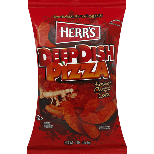 slide 2 of 3, Herr's Cheese Curls, Deep Dish Pizza Flavored, 3 oz