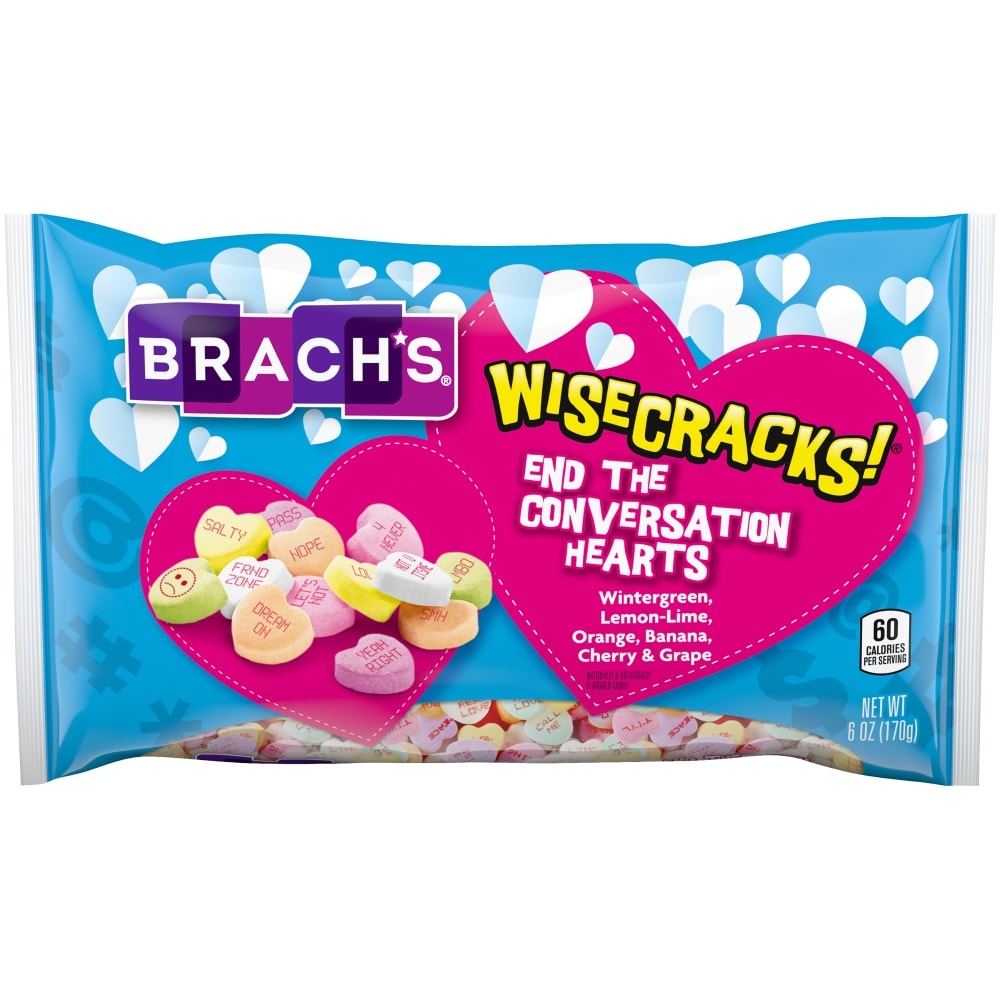 slide 1 of 1, Brach's Wisecracks End the Conversation Hearts Valentine's Day Candy, 6 oz