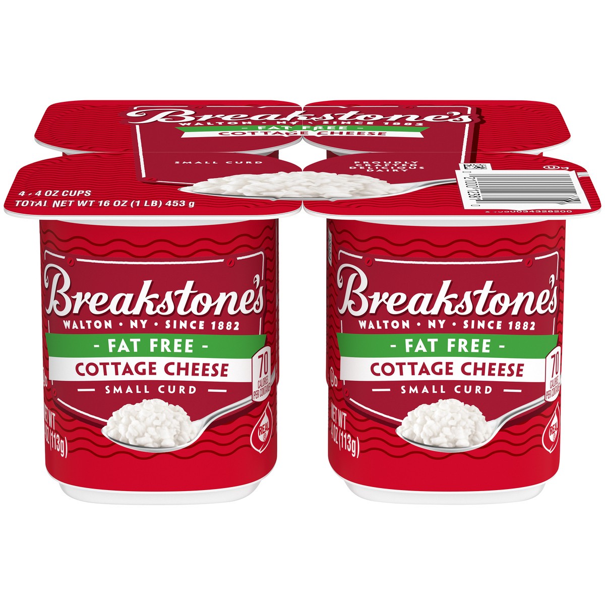 slide 1 of 14, Breakstone's Fat Free Small Curd Cottage Cheese 4-4 oz. Cups, 16 oz