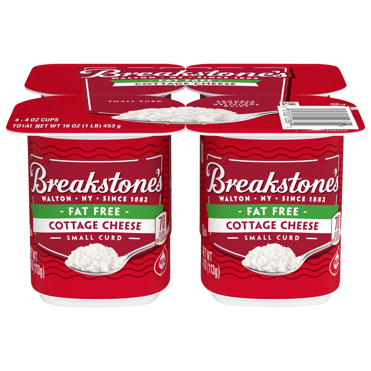 slide 5 of 14, Breakstone's Fat Free Small Curd Cottage Cheese 4-4 oz. Cups, 16 oz