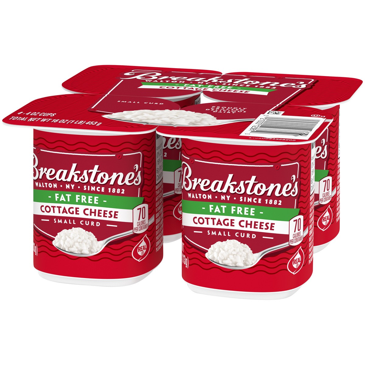 slide 6 of 14, Breakstone's Fat Free Small Curd Cottage Cheese 4-4 oz. Cups, 16 oz