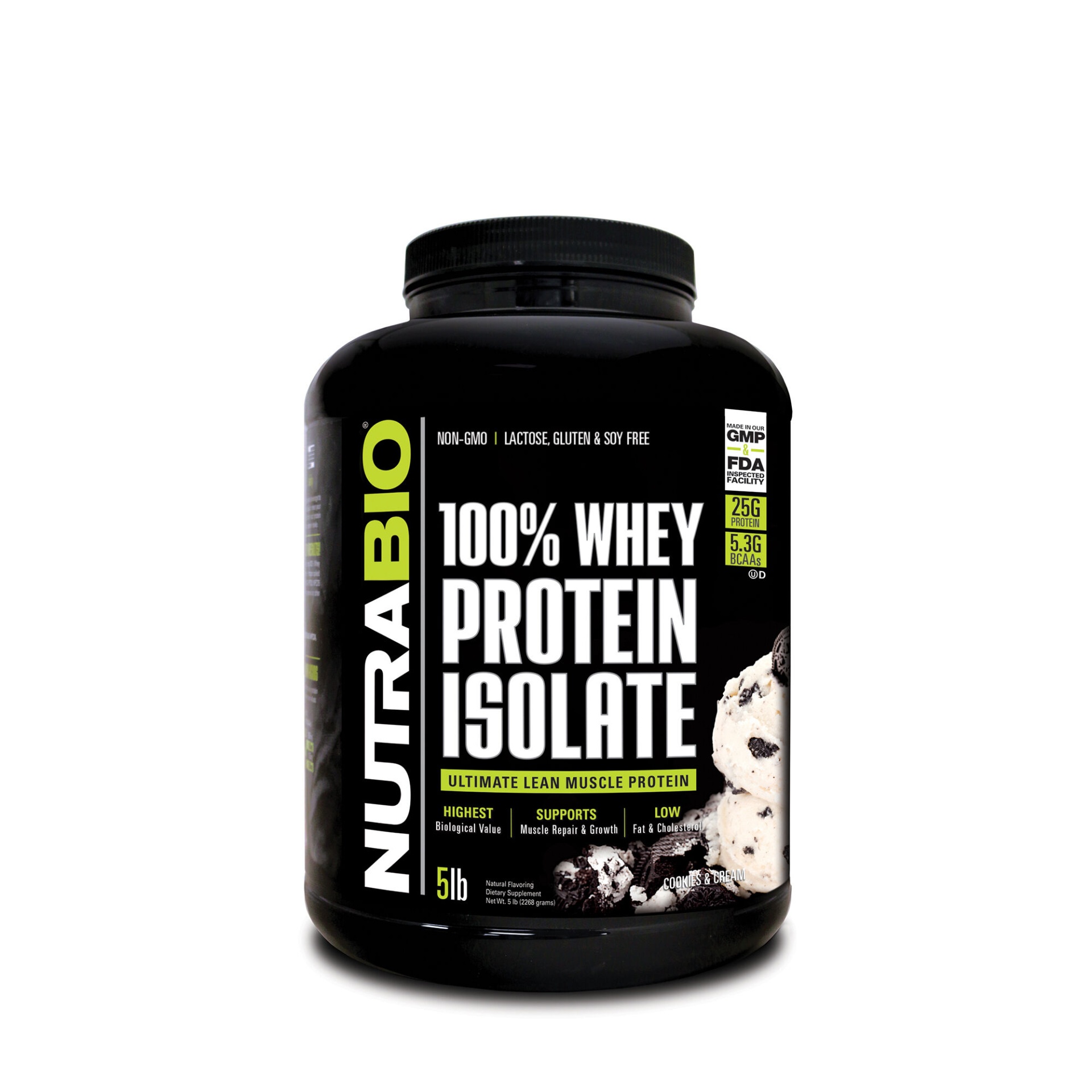 slide 1 of 1, NutraBio 100% Whey Protein Isolate - Cookies and Cream, 5 lb