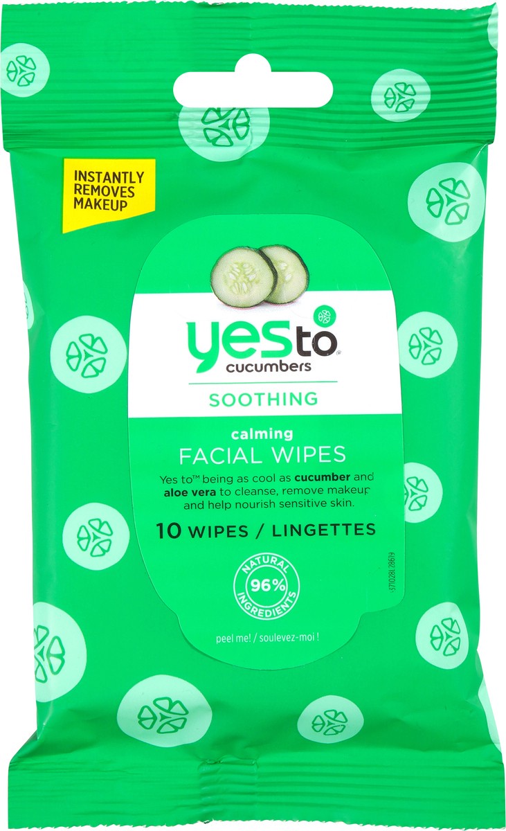 slide 9 of 9, Yes to Cucumbers Calming Facial Wipes 10 ea, 10 ct