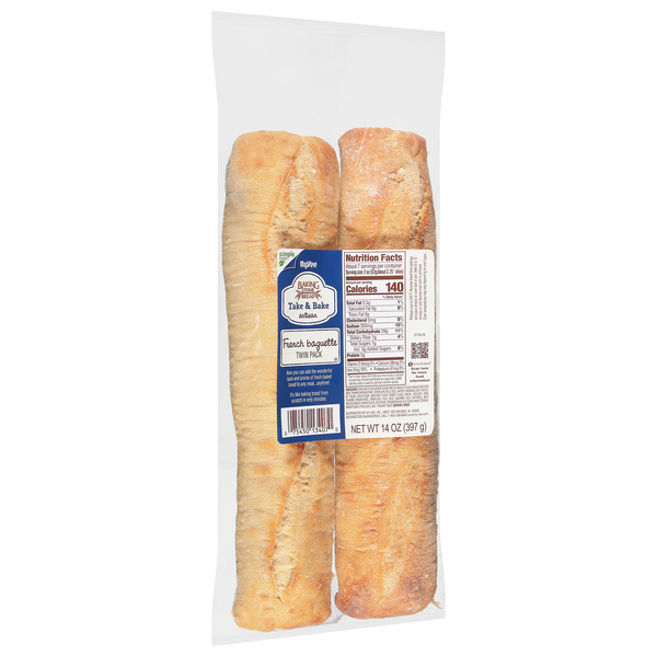 slide 1 of 1, Hy-Vee Baking Stone Take & Bake French Baguette, 2 ct; 7 oz