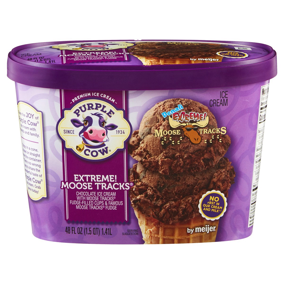 slide 1 of 9, Purple Cow Extra Chocolate Moose Tracks Ice Cream, 1.5 qt