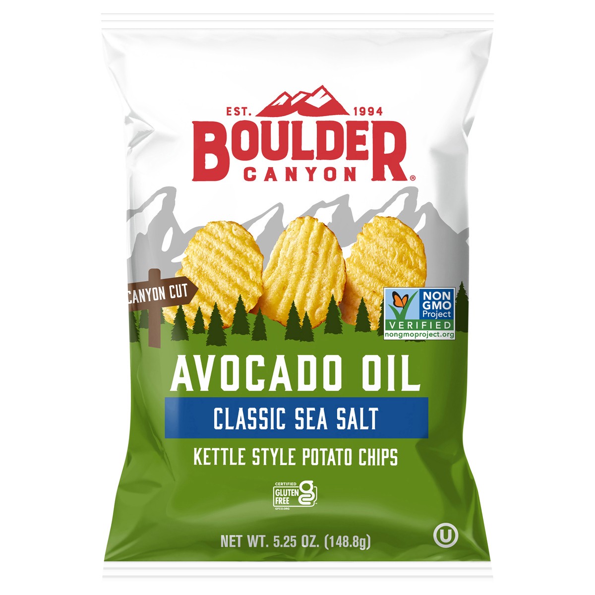 slide 1 of 11, Boulder Canyon Avocado Oil Classic Sea Salt Canyon Cut Kettle Style Potato Chips 5.25 oz, 5.25 oz