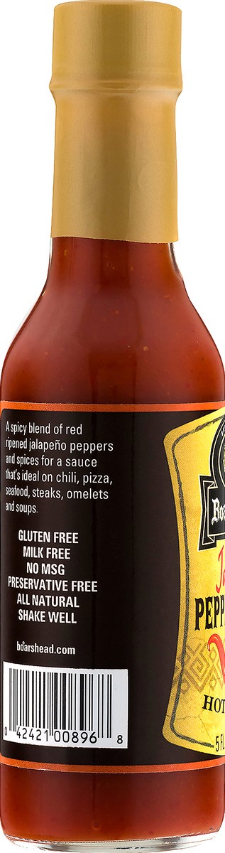 slide 7 of 9, Boar's Head Hot & Spicy Jalapeno Pepper Sauce 5 fl oz, 5 oz