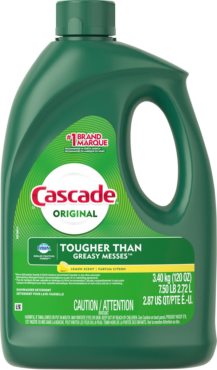 slide 3 of 3, Cascade Gel, Dishwasher Detergent, Lemon Scent, 120 fl oz, 120 oz