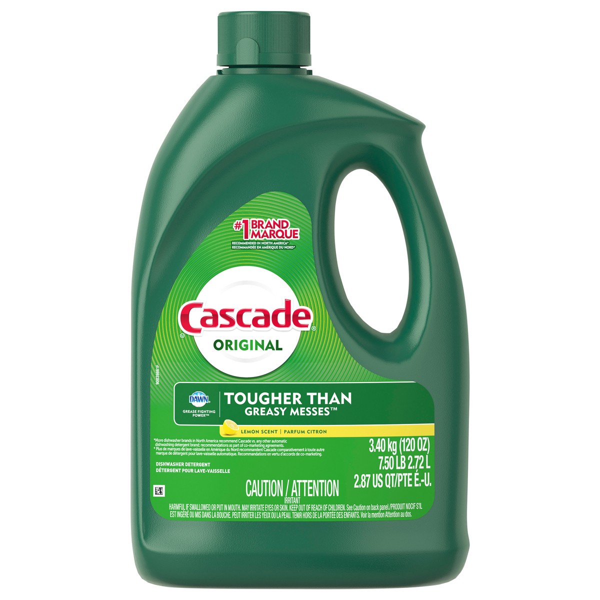 slide 1 of 3, Cascade Gel, Dishwasher Detergent, Lemon Scent, 120 fl oz, 120 oz