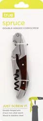 True Wood Handle Double Hinged Waiter's Corkscrew, Stainless Steel Wine Key with Foil Cutter