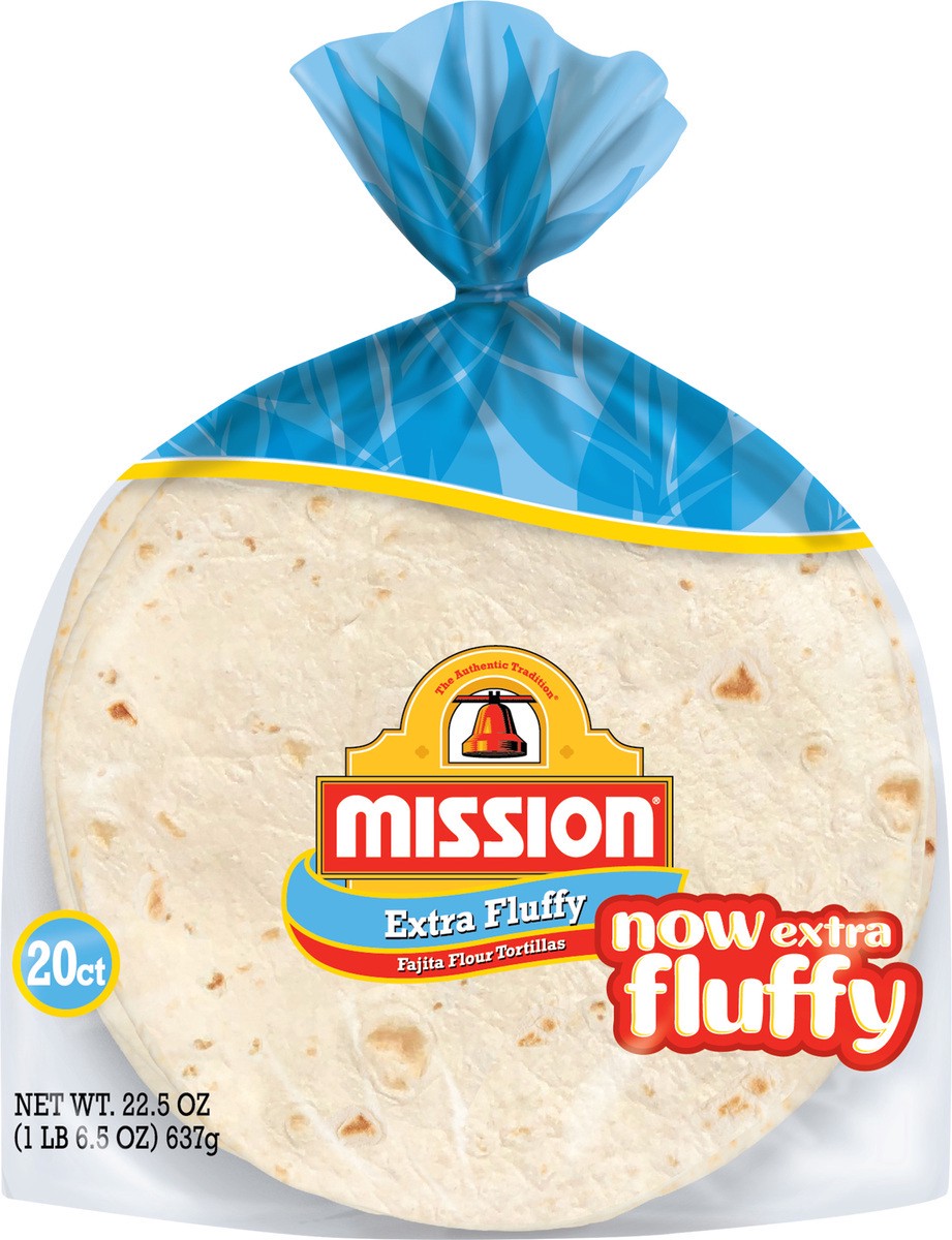 slide 2 of 3, Mission Extra Fluffy Fajita Flour Tortillas 20.0 ea, 22.5 oz