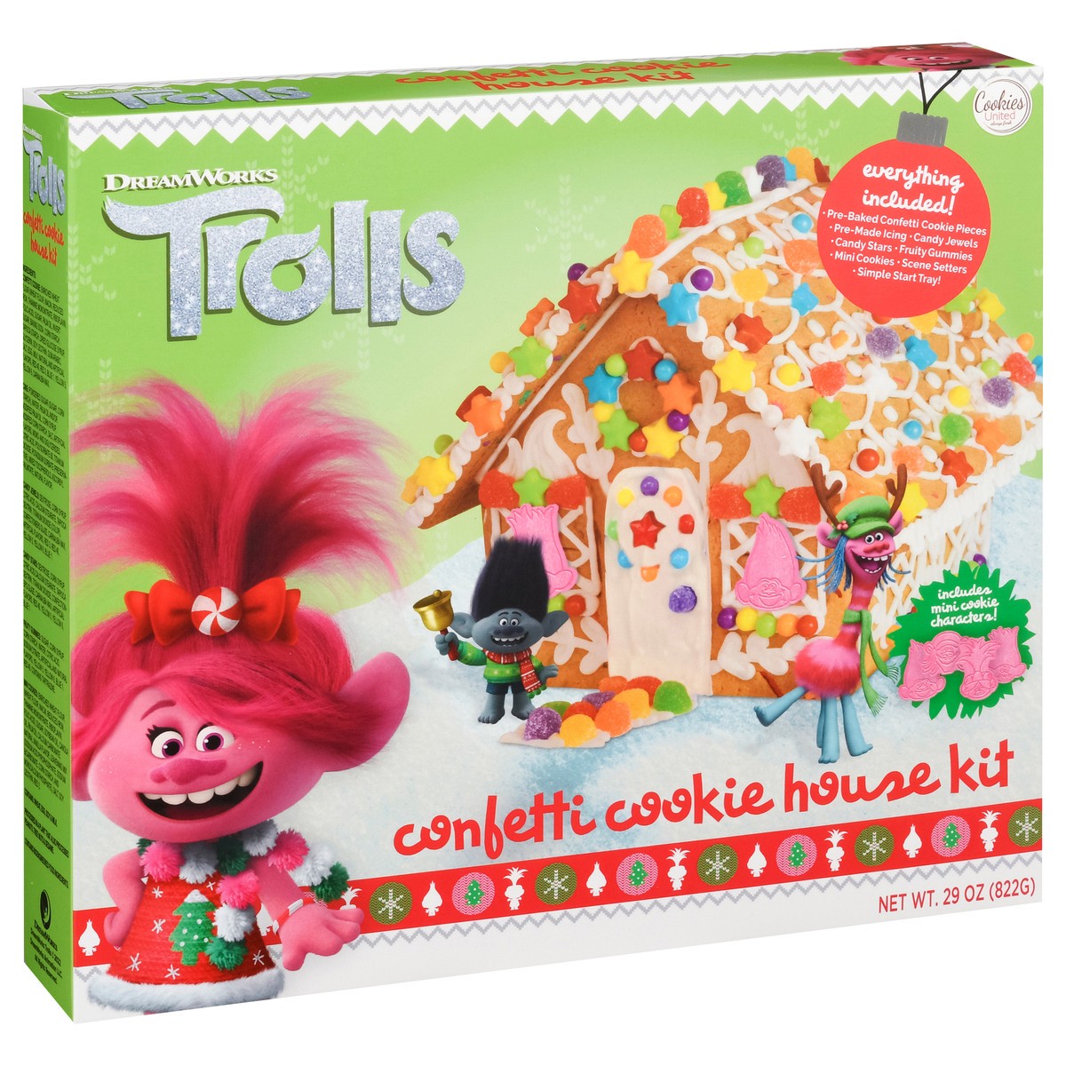 slide 9 of 14, Cookies United DreamWorks Trolls Confetti Cookie House Kit 29 oz, 29 oz