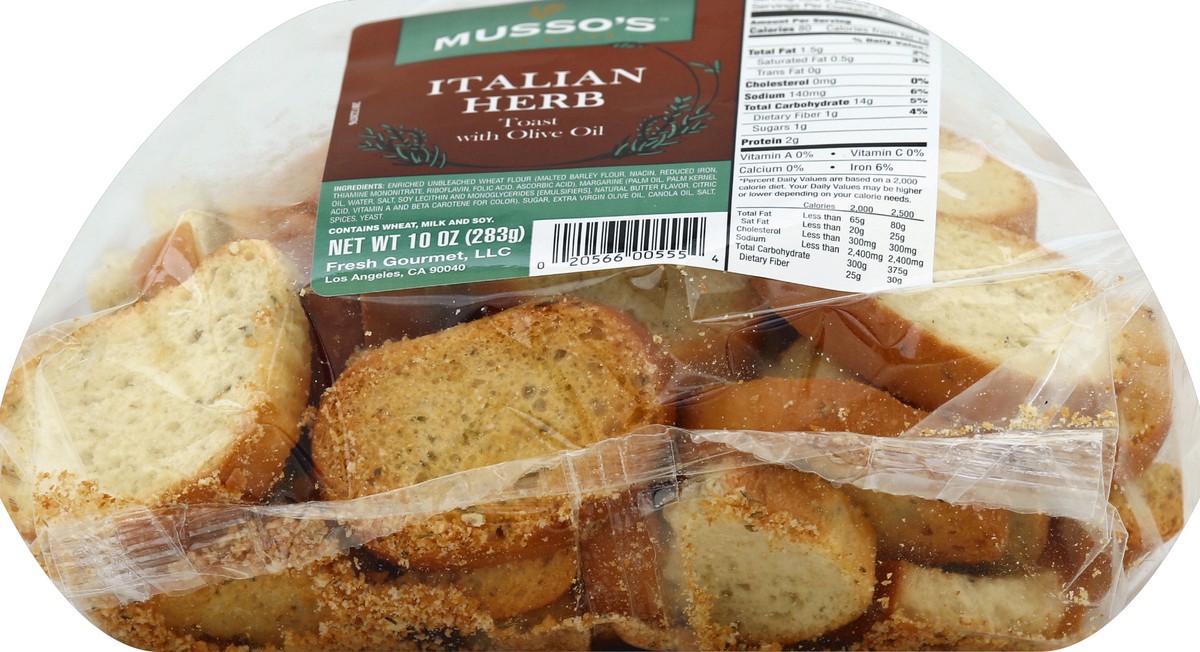 slide 4 of 6, Musso's Toast Italian Herb Oven Baked With Olive Oil, 10 oz