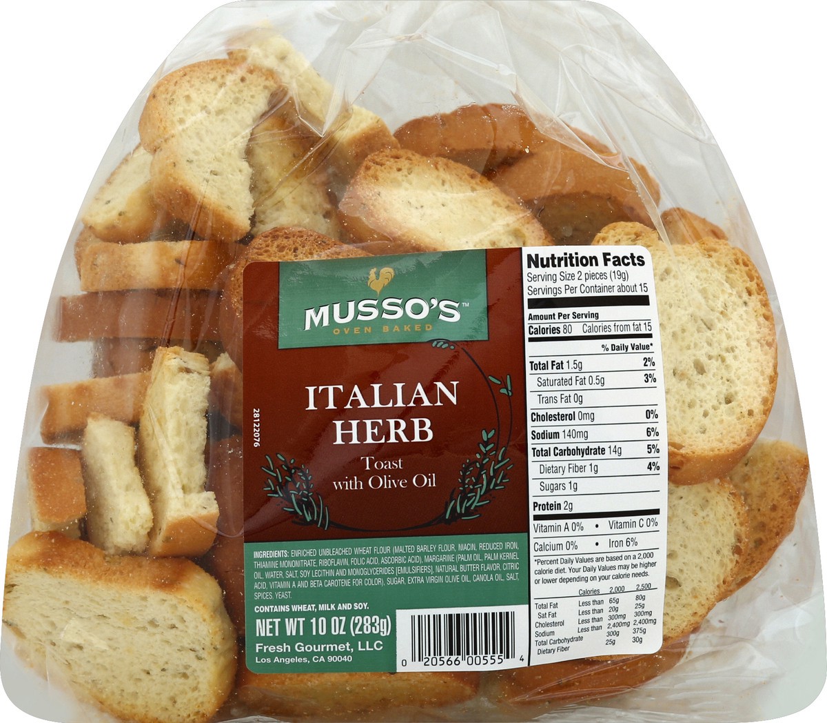 slide 1 of 6, Musso's Toast Italian Herb Oven Baked With Olive Oil, 10 oz