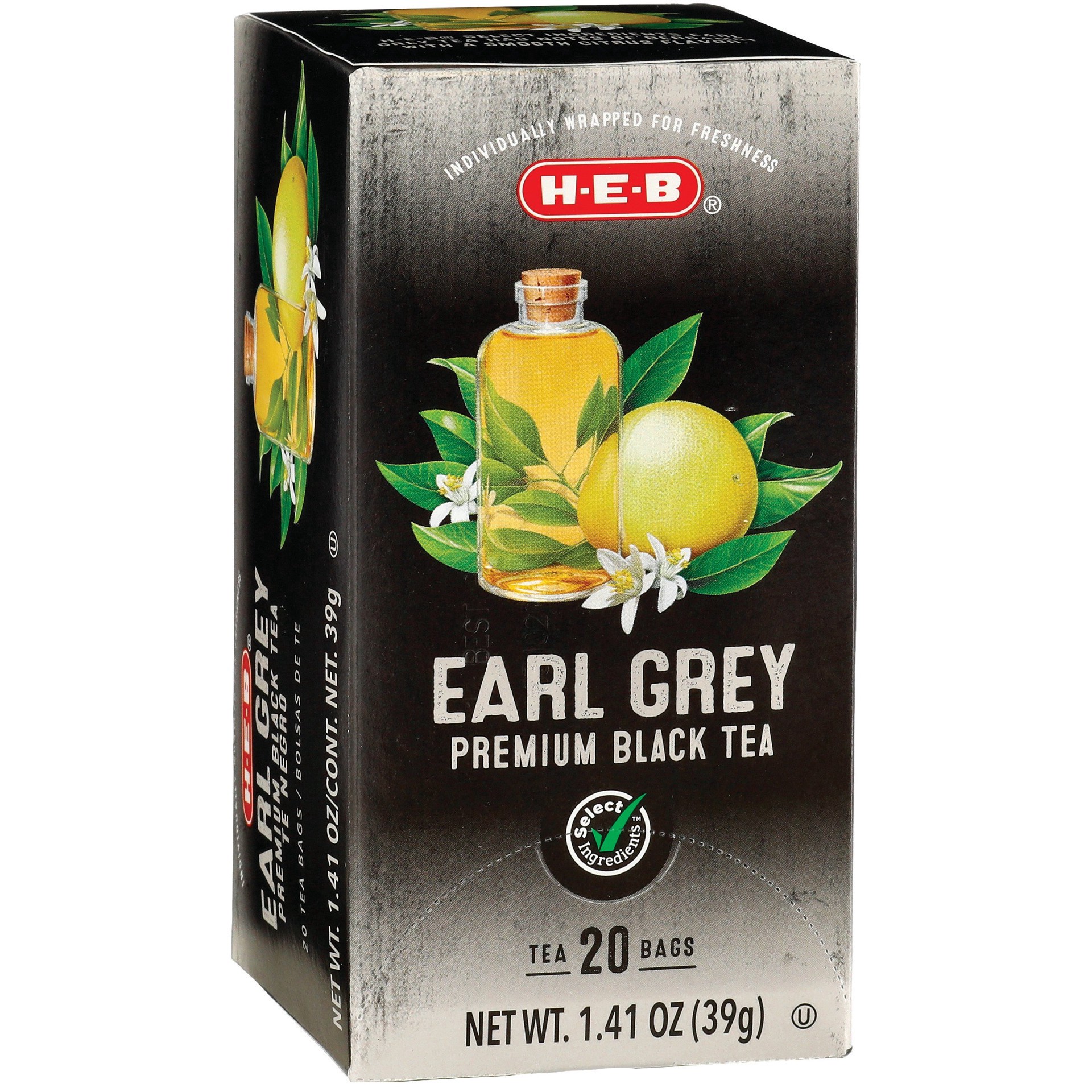 slide 1 of 1, H-E-B Premium Black Tea Bags, Earl Grey - 20 ct, 20 ct