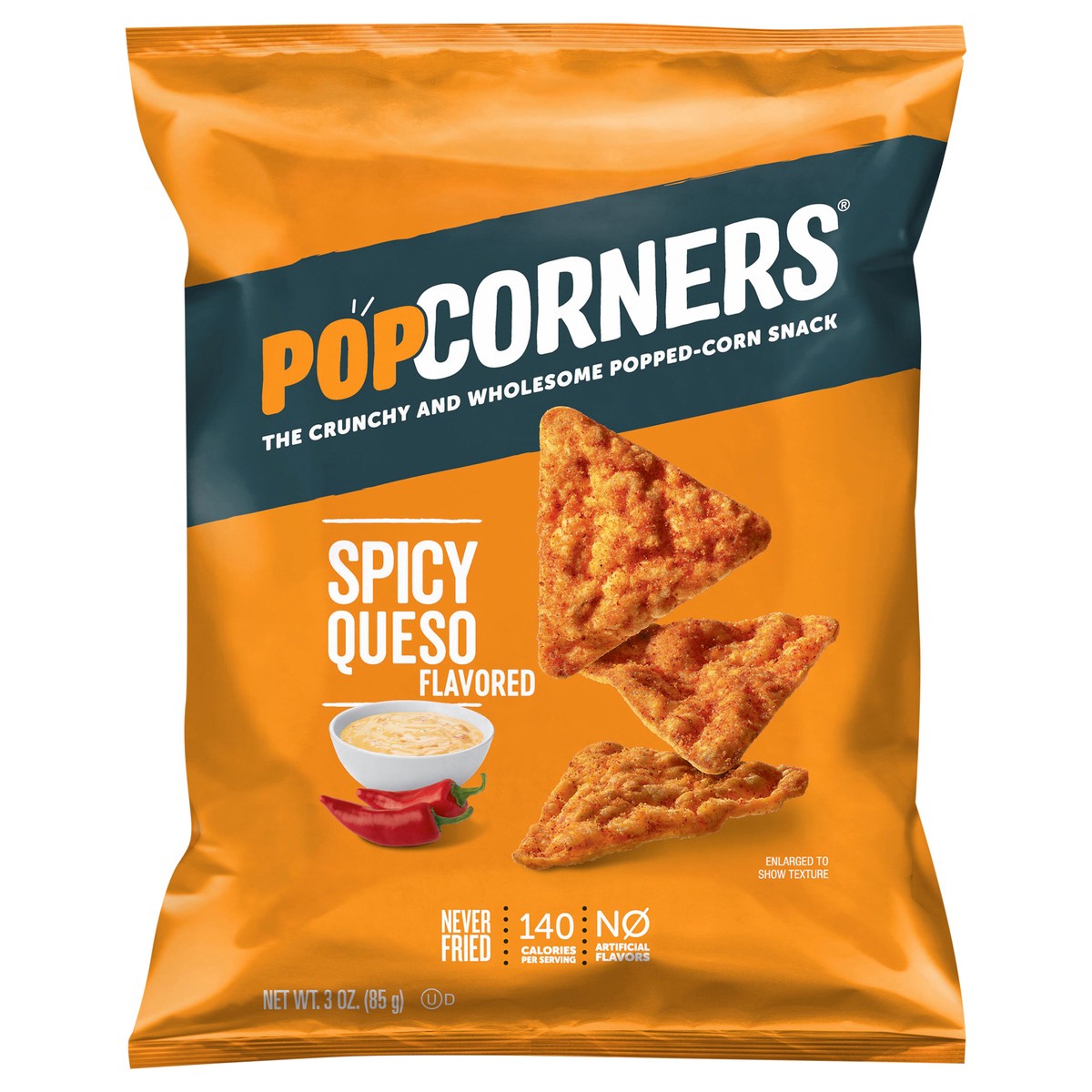 slide 7 of 9, PopCorners The Crunchy And Wholesome Popped-Corn Snack Spicy Queso Flavored 3 Oz, 3 oz