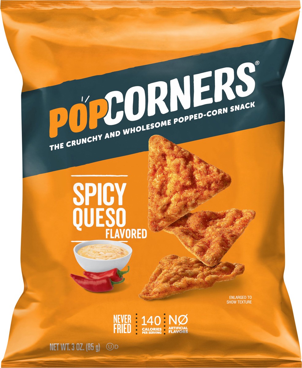 slide 3 of 9, PopCorners The Crunchy And Wholesome Popped-Corn Snack Spicy Queso Flavored 3 Oz, 3 oz