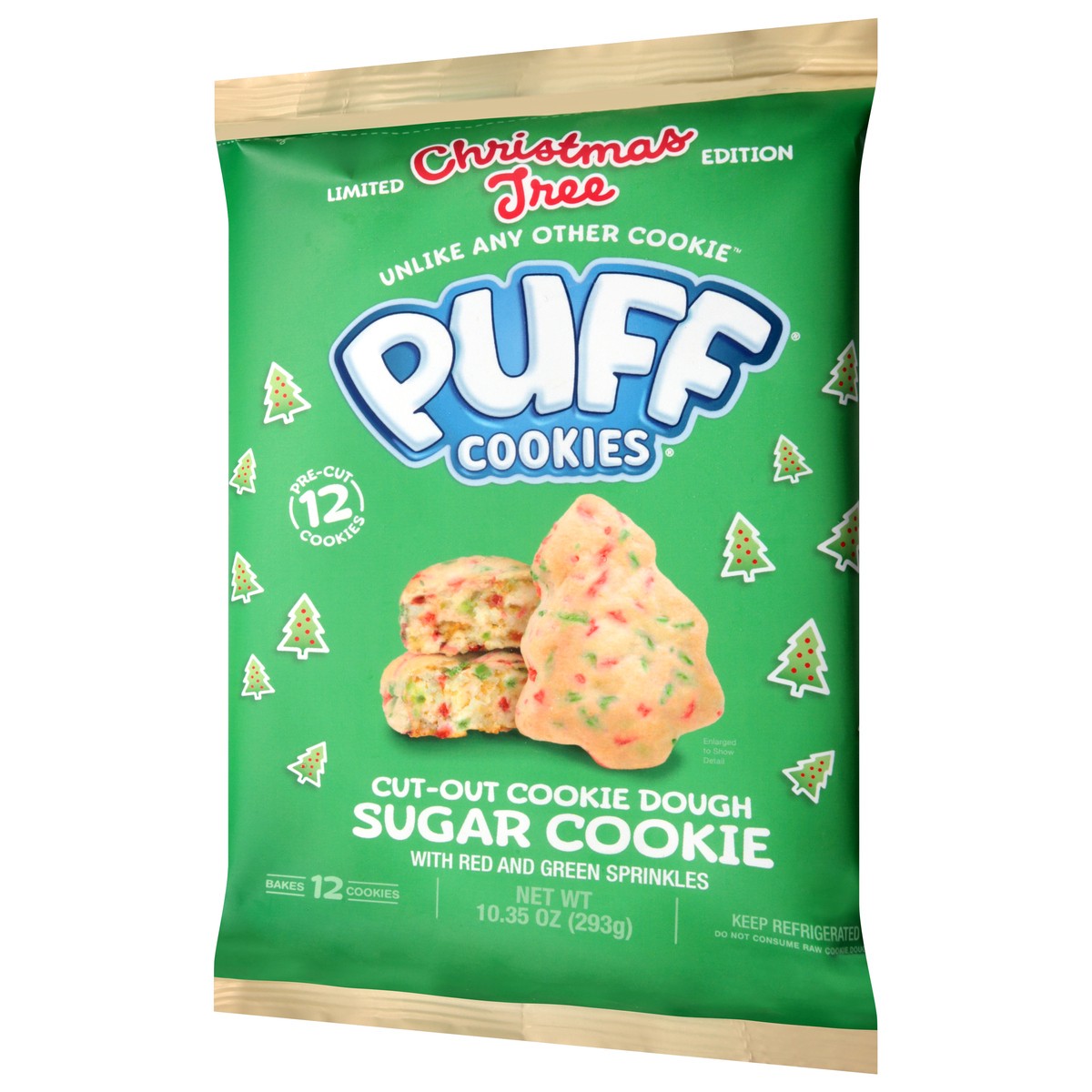 slide 3 of 4, Puff Cookie Dough Christmas Tree Cut Outs 10.35oz, 10.35 oz