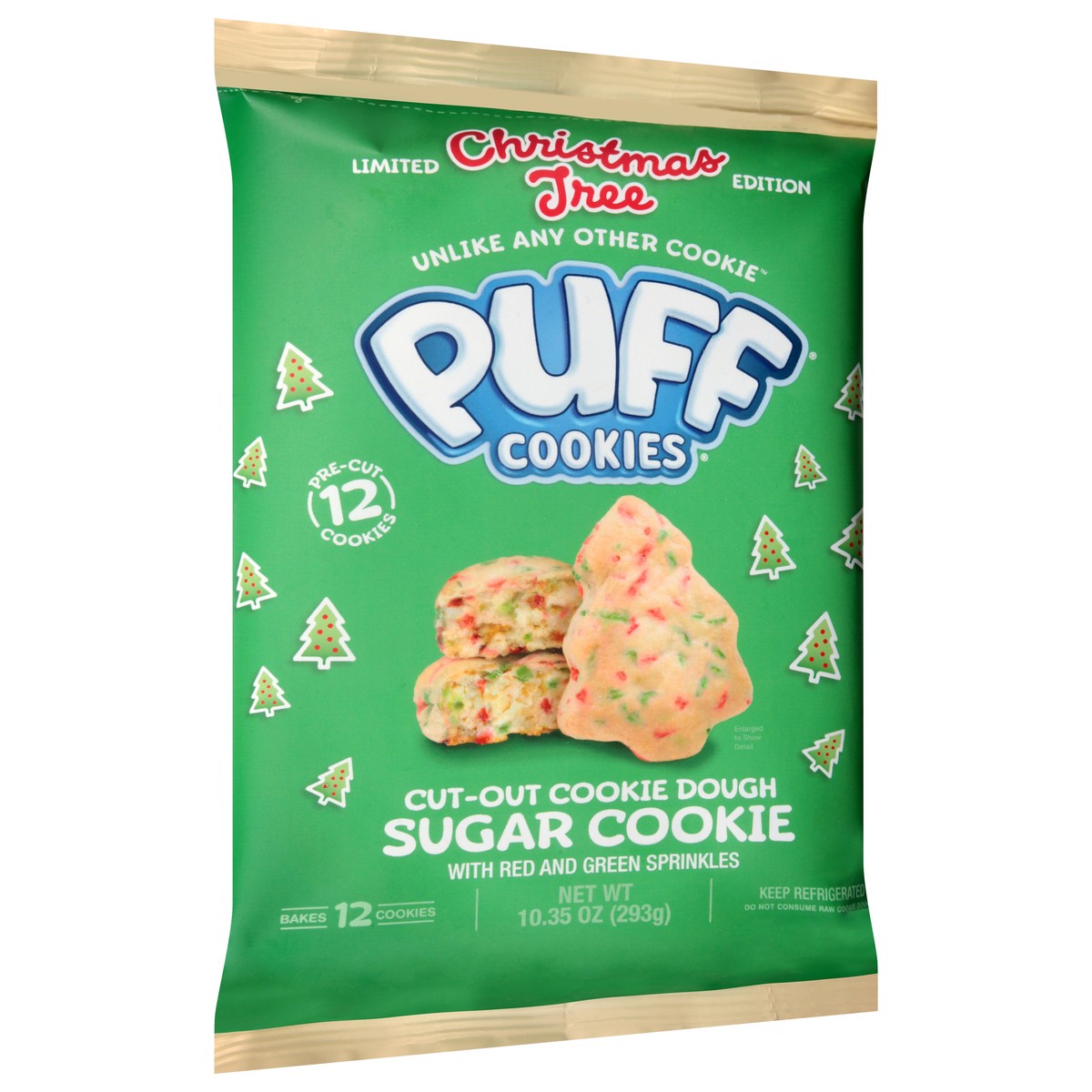 slide 2 of 4, Puff Cookie Dough Christmas Tree Cut Outs 10.35oz, 10.35 oz