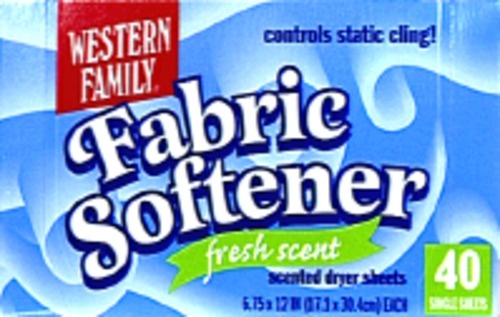 slide 1 of 1, Western Family Fabric Softener Sheets Fresh, 40 ct