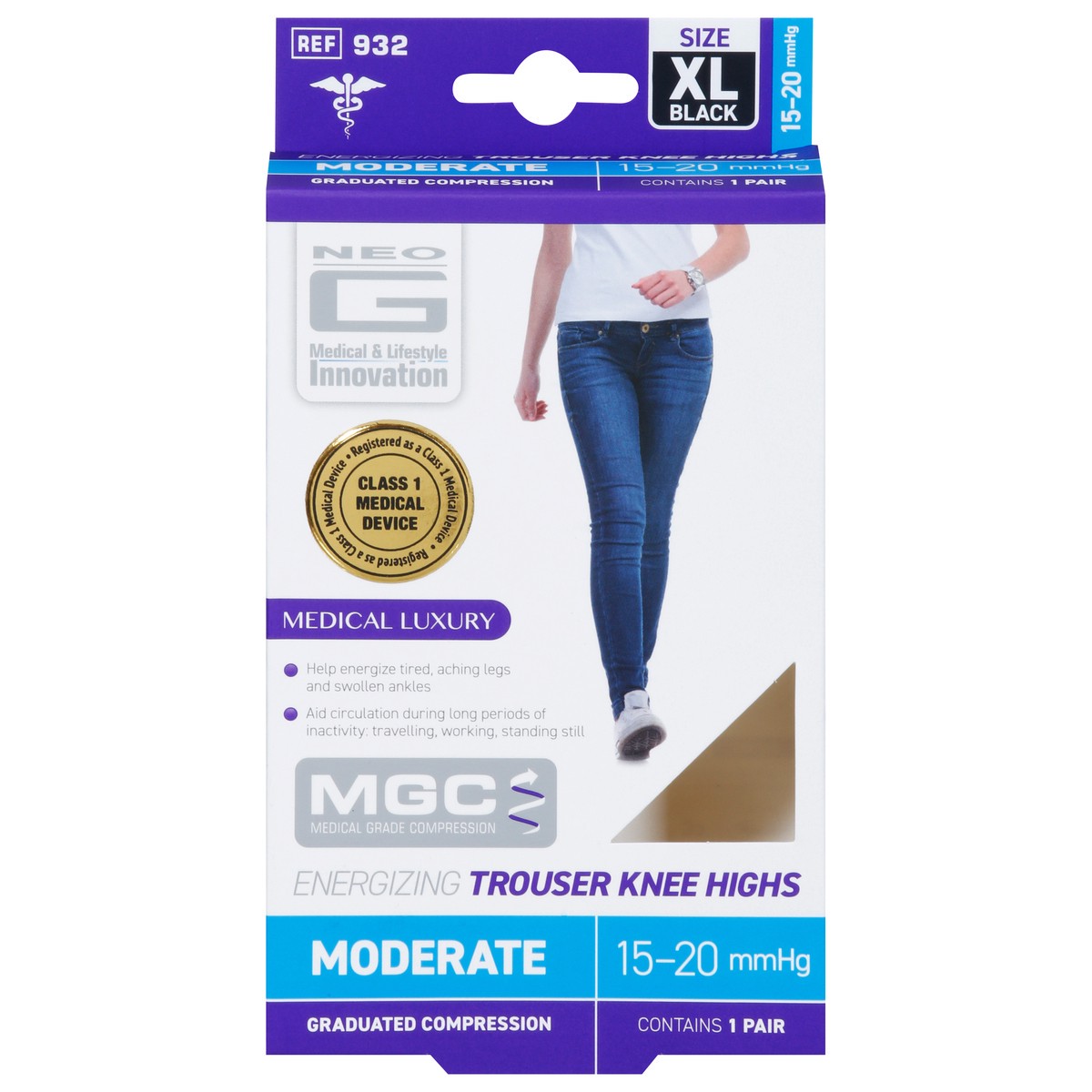 slide 9 of 13, Neo G XL Moderate Energizing Trouser Knee Highs 1 Pair, 1 ct