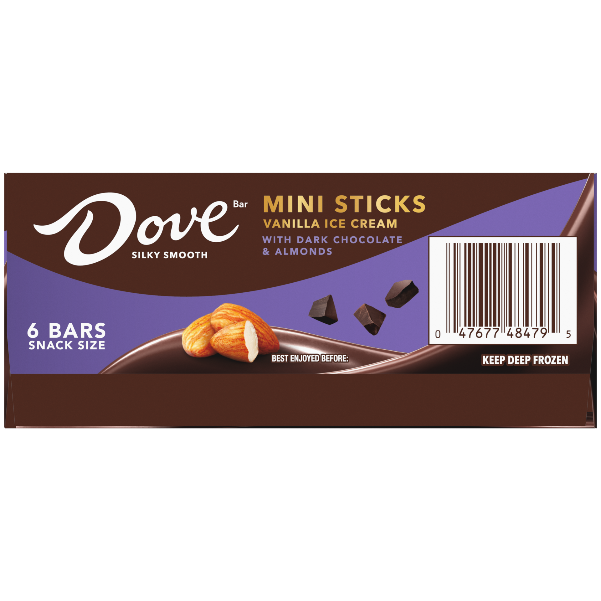 slide 3 of 4, DOVE Vanilla Ice Cream Mini Sticks with Dark Chocolate & Almonds, 6 ct