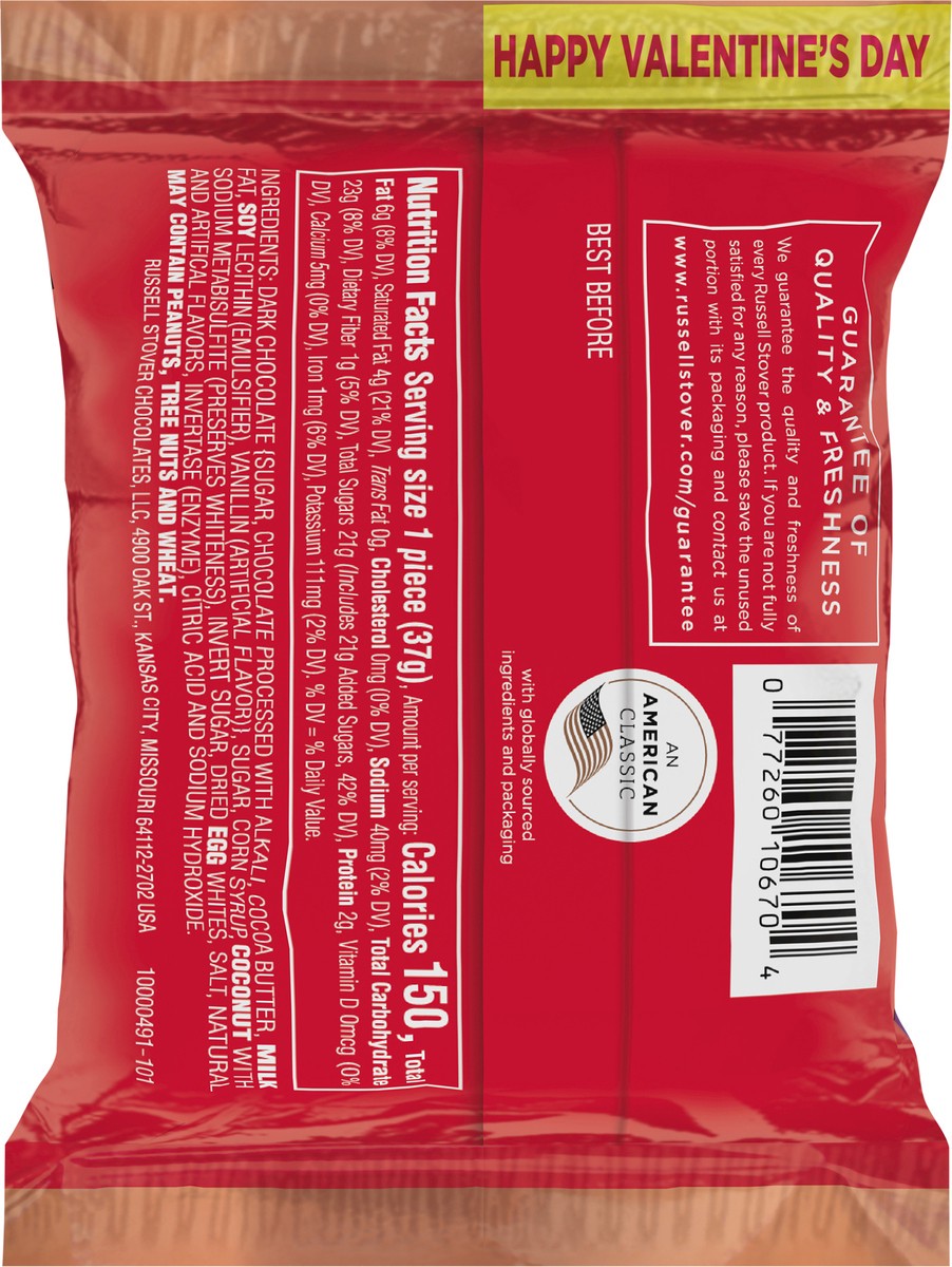 slide 6 of 12, RUSSELL STOVER Valentine's Day Dark Chocolate Coconut Crème Heart- 1 oz, 1 oz