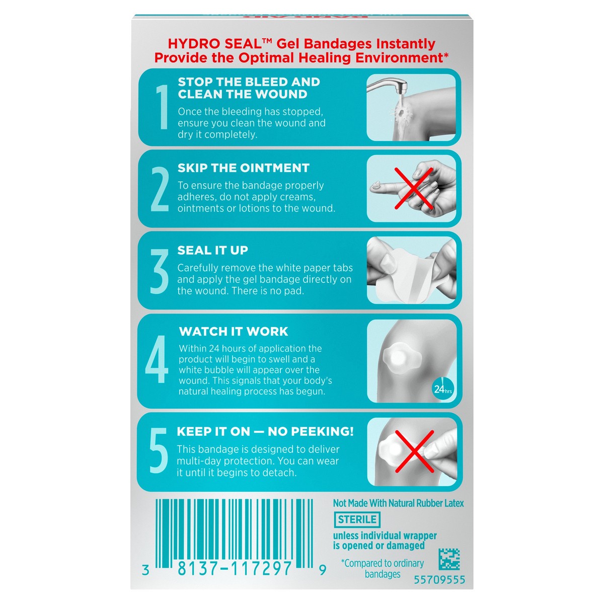 slide 3 of 5, BAND-AID Hydro Seal Adhesive Bandages for Wound Care and Blisters, All Purpose Waterproof Bandages for Cuts and Scrapes, 10 Count, 10 ct