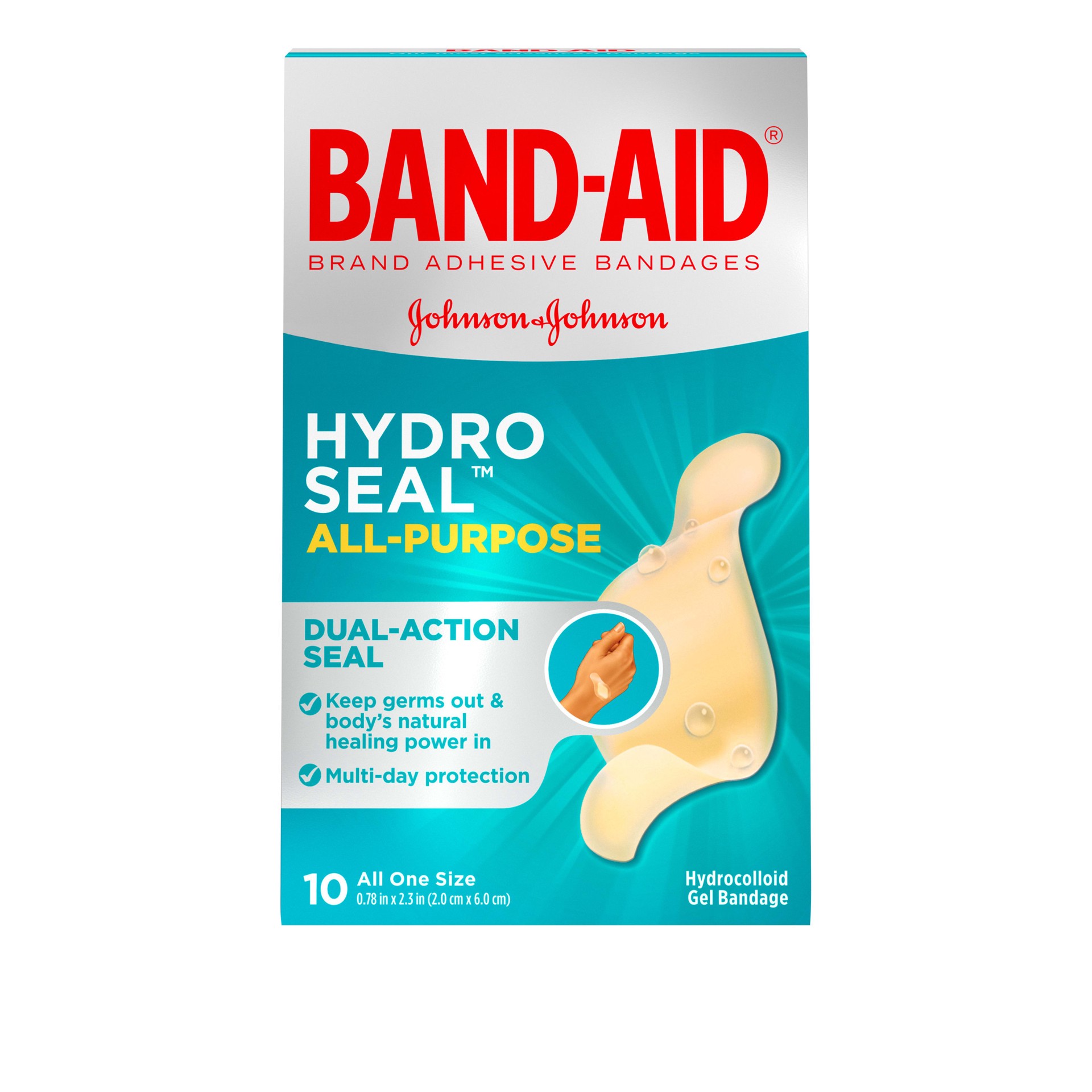 slide 1 of 5, BAND-AID Hydro Seal Adhesive Bandages for Wound Care and Blisters, All Purpose Waterproof Bandages for Cuts and Scrapes, 10 Count, 10 ct