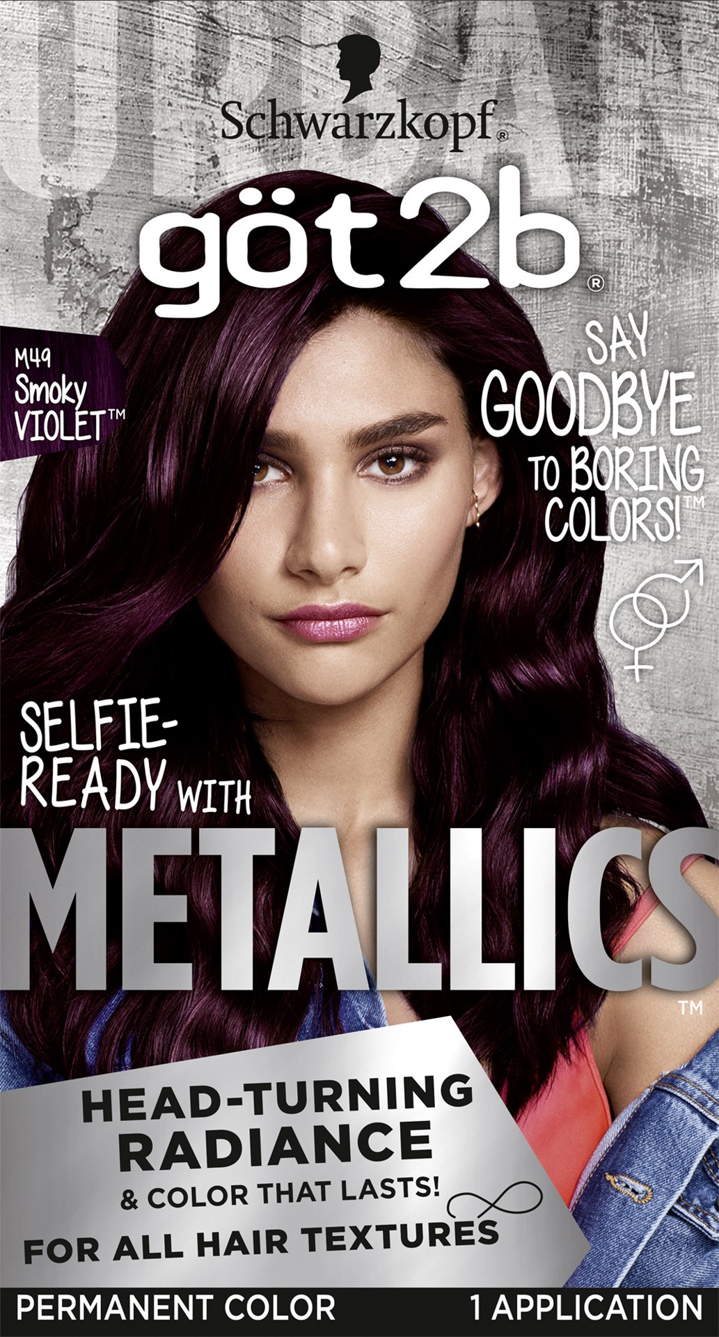 slide 4 of 4, göt2b Schwarzkopf Got2b Metallics Permanent Hair Color, M49 Smoky Violet, 1 kit