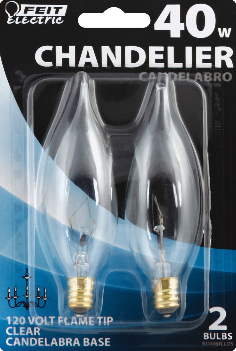 slide 2 of 2, Feit Electric Light Bulbs Chandelier Flame Tip Clear 40W 2Ct, 2 ct