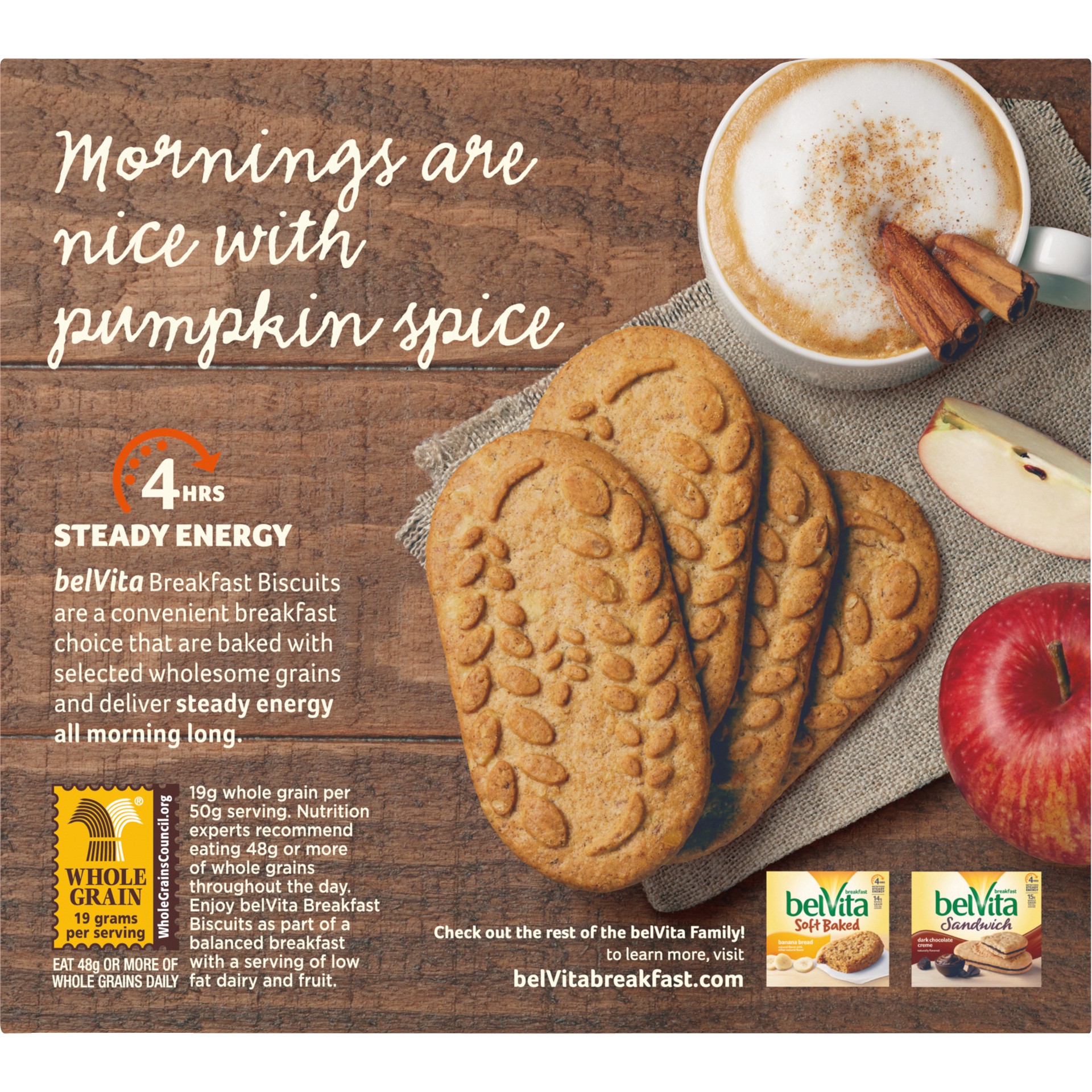 slide 5 of 5, belVita Pumpkin Spice Breakfast Biscuits, 5 Packs (4 Biscuits Per Pack), 8.8 oz